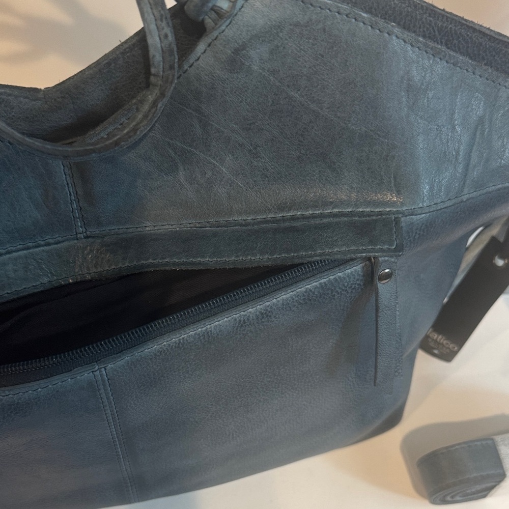 latico Navy Blue Leather Tote with Detachable Strap - Picture 10 of 15